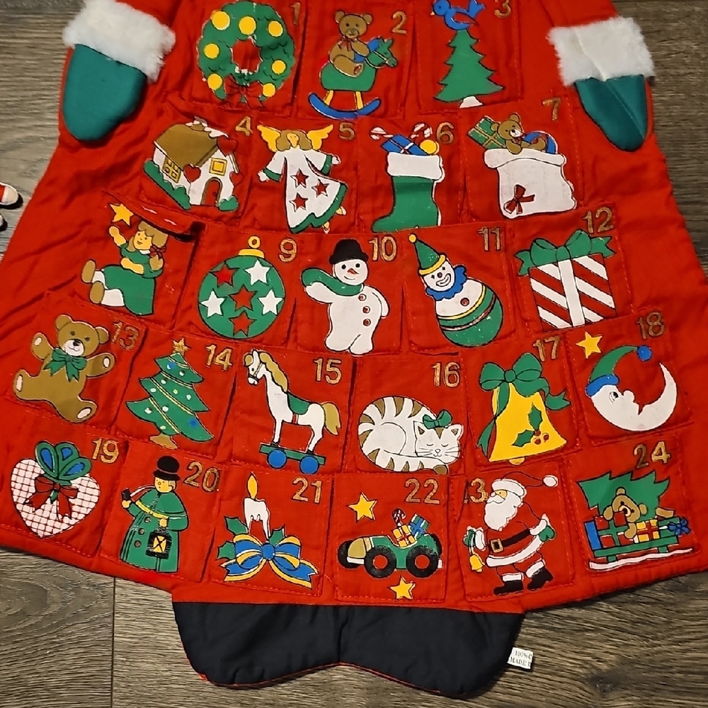 VINTAGE Advent Calendar Santa 80s Christmas Decor Holiday Retro Wall Hang - Picture 5 of 6